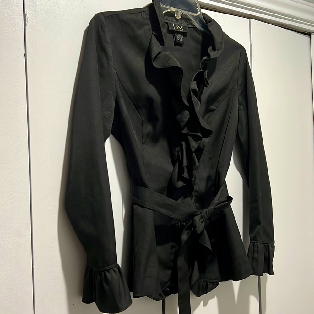 Donna Moore Black Ruffled Jacket